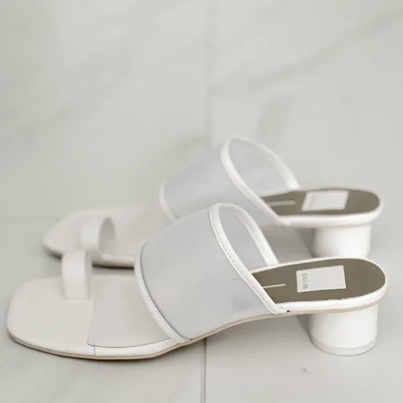 Dolce Vita White Mesh Round Block Heel Sandals - Picture 10 of 13